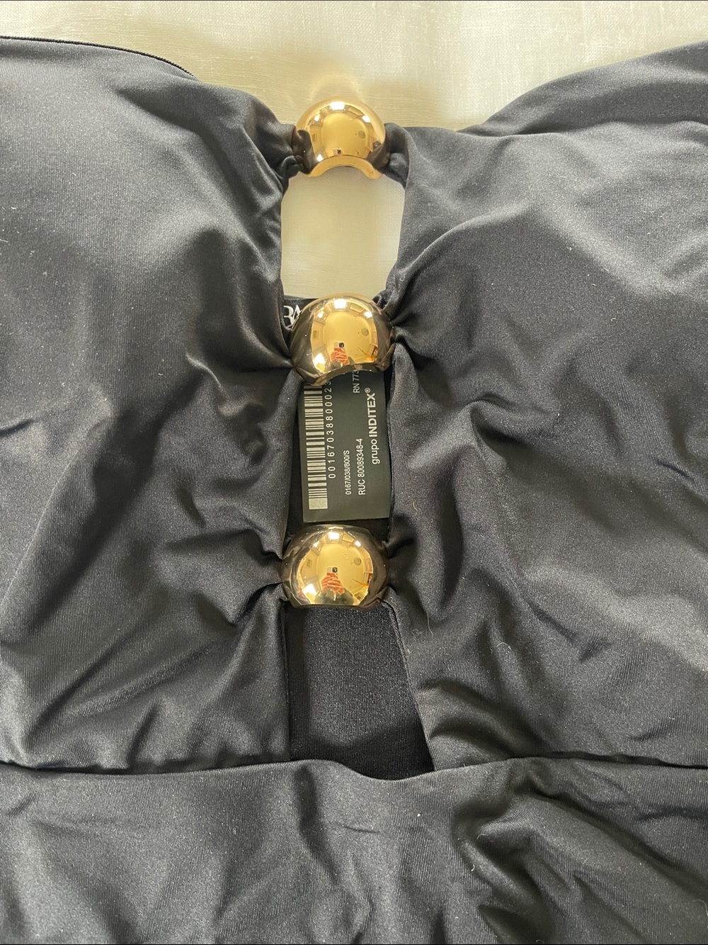 Zara Black Strapless One-Piece with Gold Ring Details - Picture 2 of 4